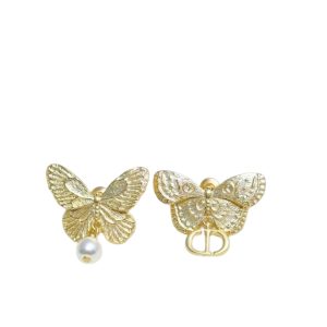 DIOR WOMEN MÉTAMORPHOSE EARRINGS MATTE GOLD FINISH METAL WITH WHITE RESIN PEARL E3059WOMRS_D301