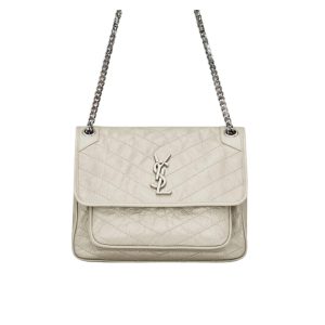 SAINT LAURENT NIKI MEDIUM IN VINTAGE LEATHER WHITE 28CM