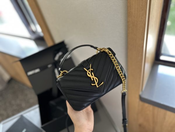 SAINT LAURENT COLLEGE MINI CHAIN BAG BLACK 18CM 779430DZH071000