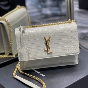 Saint Laurent Sunset Medium Chain Bag For Women 8.6in/22cm White YSL 442906DND0J9207