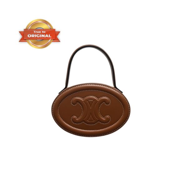 [Supper Vip] Celine Oval Minaudiere Cuir Triomphe Brown For Women 6in/11.5cm – 198613DU6.04LU