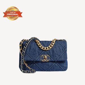 [Supper Vip] Chanel 19 Handbag Denim Blue For Women 10.1in/26cm AS1160 B02876 N6832