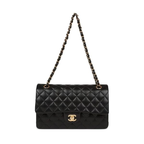 Chanel Classic Handbag Gold Toned Hardware Black For Women, Women’s Bags, Shoulder And Crossbody Bags 10.2in/26cm A01112