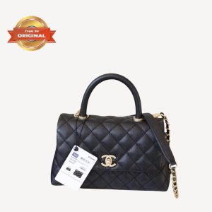 [Supper Vip] Chanel Coco With Top Handle Bag Black For Women 9.4in/24cm