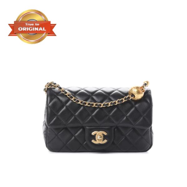 [Supper Vip] Chanel Flap Bag With CC Ball On Strap Black For Women 7.8in/20cm AS1787