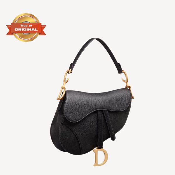 [Supper Vip] Christian Dior Saddle Bag Black Grained For Women 10in/25cm CD M0446CBAA_M900