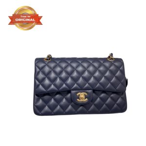 [Supper Vip] Chanel Small Classic Handbag Dark Blue For Women 7.8in/20cm A01113