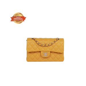 [Supper Vip] Chanel Small Classic Double Flap Yellow For Women 9in/23cm