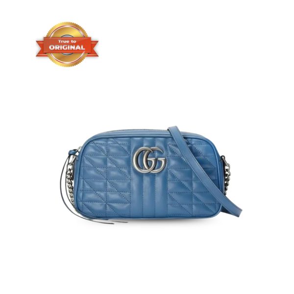 [Supper Vip] Gucci Marmont Matelasse Shoulder Bag Blue For Women, Women’s Bags 9.5in/24cm GG 634936 UM8BF 4340