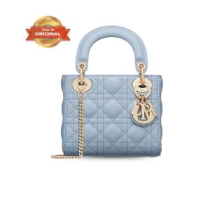 [Supper Vip] Christian Dior Mini Lady Dior Bag Pale Blue For Women 17cm/6.5in M0505ONGE_M23B