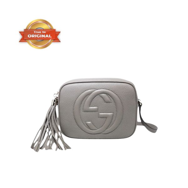 [Supper Vip] Gucci Soho Small Disco Bag Gray For Women, Women’s Bags, Shoulder And Crossbody Bags 8in/21cm GG 308364