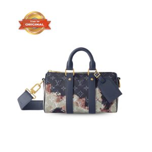 [Supper Vip] Louis Vuitton Keepall Bandoulière 25 Monogram Bleach Ink Blue For Men 25cm/9.8in M46804