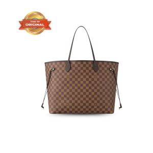 [Supper Vip] Louis Vuitton Neverfull GM Tote Bag Damier Canvas Brown For Women 39cm/15.4in N40597