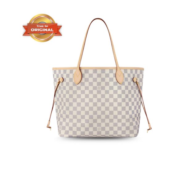 [Supper Vip] Louis Vuitton Neverfull MM Tote Bag Damier Azur Canvas Beige For Women 31cm/12.2in N40604