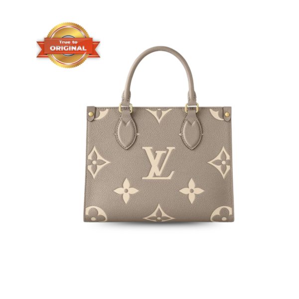 [Supper Vip] Louis Vuitton OnTheGo PM Tote Bag Monogram Empreinte Tourterelle Beige For Women 25cm/9.8in M45779