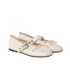 MIUMIU LEATHER BALLERINAS IN IVORY  5F210E 070 F0304 F 005