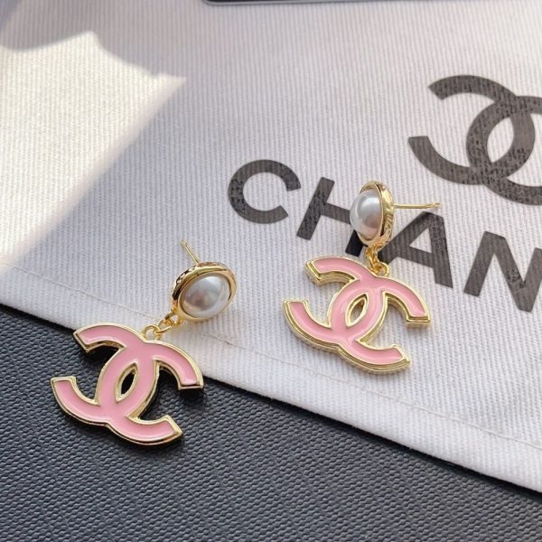 CHANEL PENDANT EARRINGS PEARLY WHITE AND PINK ABF397 B19975 NAFTT