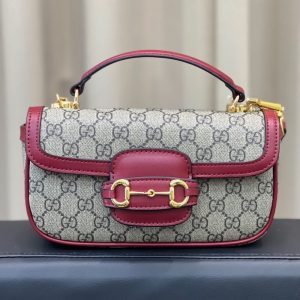 GUCCI HORSEBIT 1955 SOFT SMALL TOP HANDLE BAG ROSSO ANCORA RED 22CM 815206 FAD6M 8759