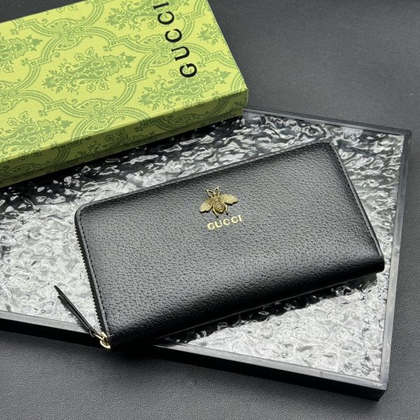 GUCCI ANIMALIER LEATHER ZIP AROUND WALLET 19CM 523667 DJ20T 1000