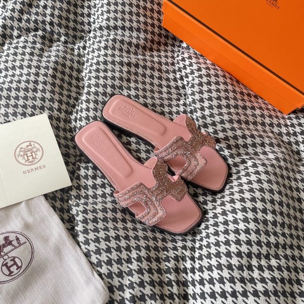 HERMES ORAN SANDAL ROSE AUBE H212010Z 9M380