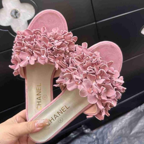 CHANEL MULES SUEDE KIDSKIN AND STRASS PINK G46231 B19043 NACLY