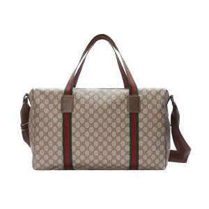 GUCCI LARGE DUFFLE BAG WITH WEB BEIGE EBONY 43CM