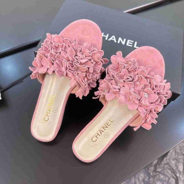 CHANEL MULES SUEDE KIDSKIN AND STRASS PINK G46231 B19043 NACLY