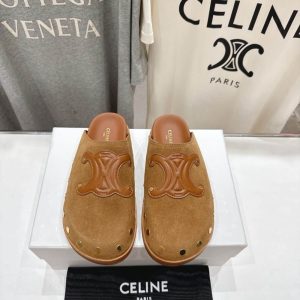 CELINE PITEA CLOG IN SUEDE COGNAC 363013954C 18NC