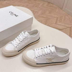 CELINE ALAN SNEAKERS WITH TRIOMPHE IN CANVAS OPTIC WHITE 363675148C 01OP