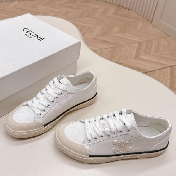 CELINE ALAN SNEAKERS WITH TRIOMPHE IN CANVAS OPTIC WHITE 363675148C 01OP