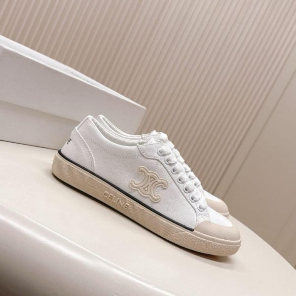 CELINE ALAN SNEAKERS WITH TRIOMPHE IN CANVAS OPTIC WHITE 363675148C 01OP