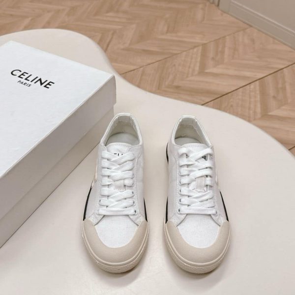CELINE ALAN SNEAKERS WITH TRIOMPHE IN CANVAS OPTIC WHITE 363675148C 01OP