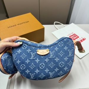 LOUIS VUITTON CROISSANT MM MONOGRAM BLUE DENIM 24CM M46856