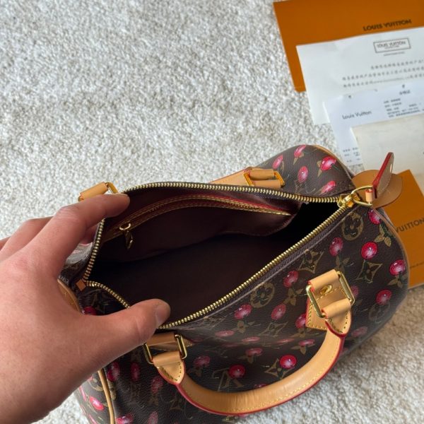 LOUIS VUITTON X TAKASHI MURAKAMI MONOGRAM CERISE SPEEDY 25 GOLD HARDWARE BROWN 25CM