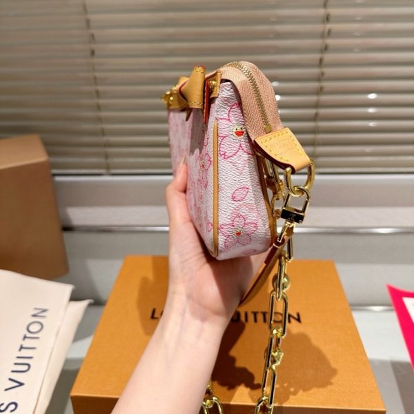 LOUIS VUITTON X TAKASHI MURAKAMI CHERRY BLOSSOM POCHETTE ACCESSOIRES BAG PINK 20CM