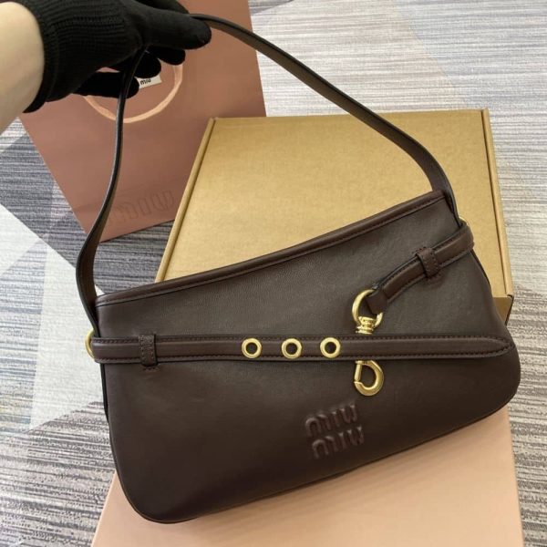 MIUMIU AVENTURE NAPPA LEATHER BAG BRIARWOOD 33CM 5BC181 2BBL F0NBL V OOO