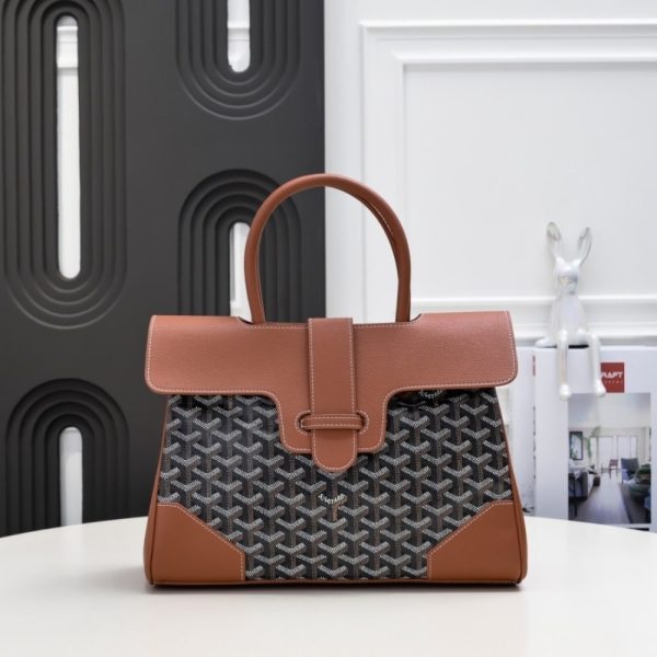GOYARD SAÏGON TOTE BAG BLACK AND TAN 34CM SAIGOCMMLTY01CL03P