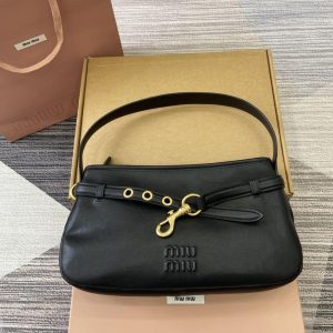MIUMIU AVENTURE NAPPA LEATHER BAG BLACK 33CM 5BC181 2BBL F0002 V OOO