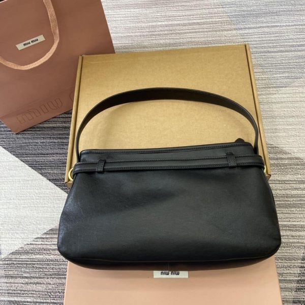 MIUMIU AVENTURE NAPPA LEATHER BAG BLACK 33CM 5BC181 2BBL F0002 V OOO