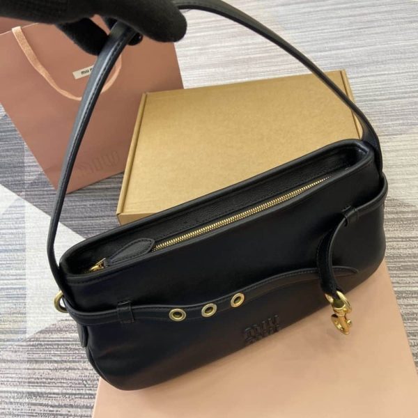 MIUMIU AVENTURE NAPPA LEATHER BAG BLACK 33CM 5BC181 2BBL F0002 V OOO