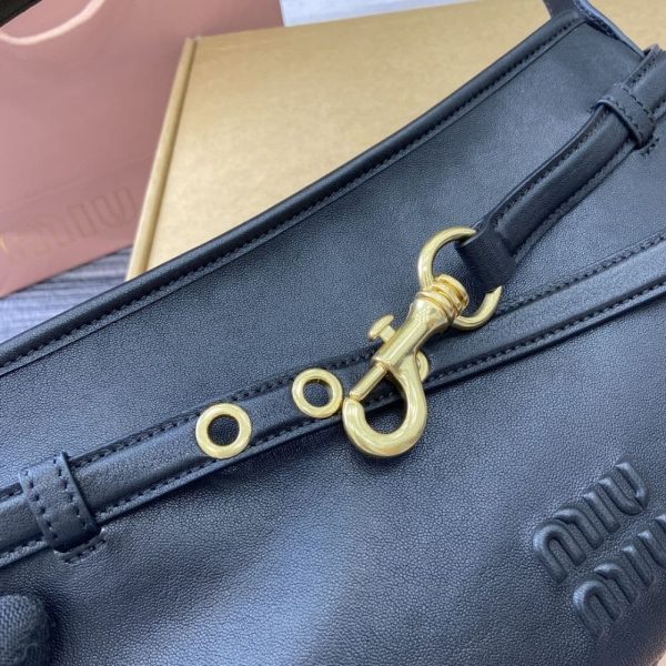 MIUMIU AVENTURE NAPPA LEATHER BAG BLACK 33CM 5BC181 2BBL F0002 V OOO