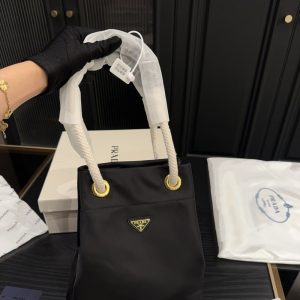 PRADA MARINER RE NYLON SMALL BUCKET BAG BLACK 22CM 1BE082 2HG8 F0002 V OOO