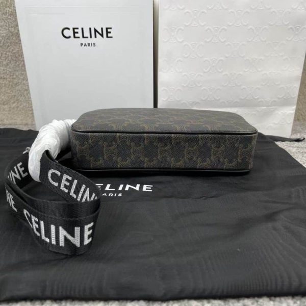 CELINE MEDIUM MESSENGER BAG IN TRIOMPHE CANVAS BLACK 23CM 197202DND 38OS
