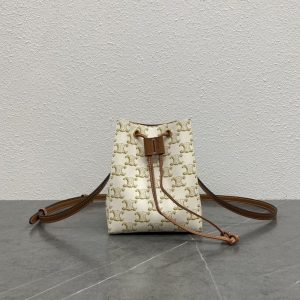 CELINE MICRO SAILOR IN TRIOMPHE CANVAS WHITE AND TAN 17CM 10M742GCE 01TA