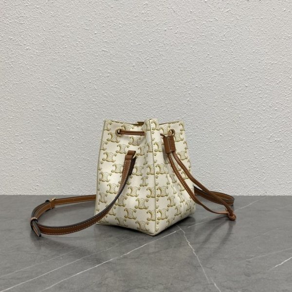 CELINE MICRO SAILOR IN TRIOMPHE CANVAS WHITE AND TAN 17CM 10M742GCE 01TA