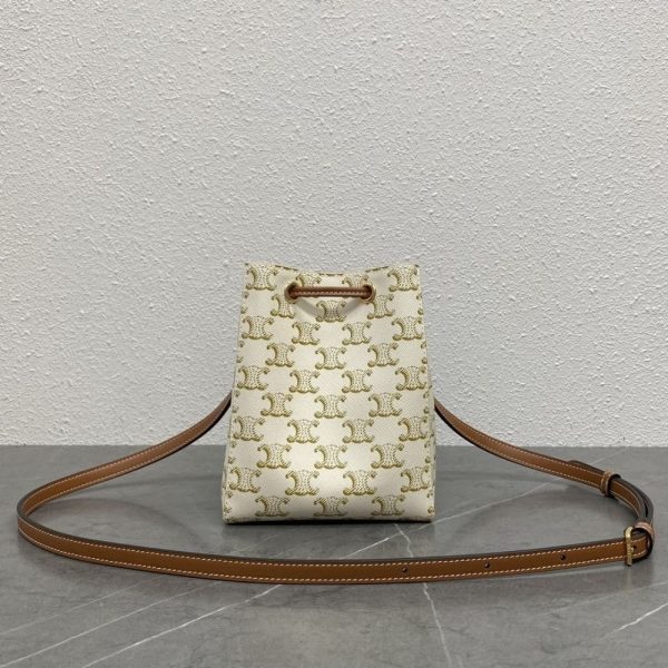 CELINE MICRO SAILOR IN TRIOMPHE CANVAS WHITE AND TAN 17CM 10M742GCE 01TA