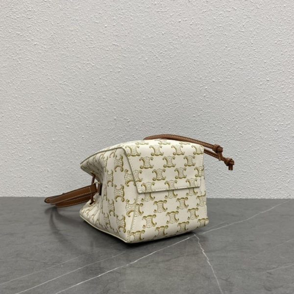 CELINE MICRO SAILOR IN TRIOMPHE CANVAS WHITE AND TAN 17CM 10M742GCE 01TA
