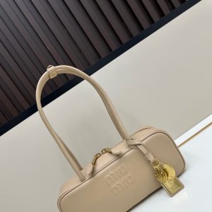 MIUMIU BEAU BAG SAND BEIGE 28CM 5BB173 2CRW F0036 V OTM