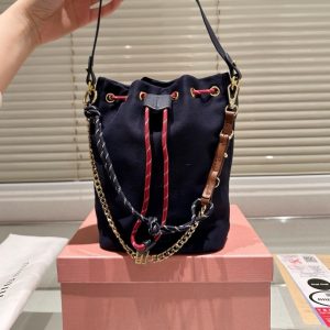 MIUMIU GABARDINE POUCH INDIGO AND AMARANTH 21CM 5NR038 2IA7 F04GM