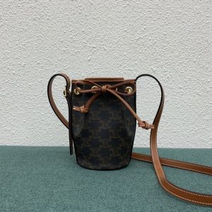 CELINE SMALL DRAWSTRING BAG IN TRIOMPHE CANVAS TAN 17CM 191142BZJ 04LU